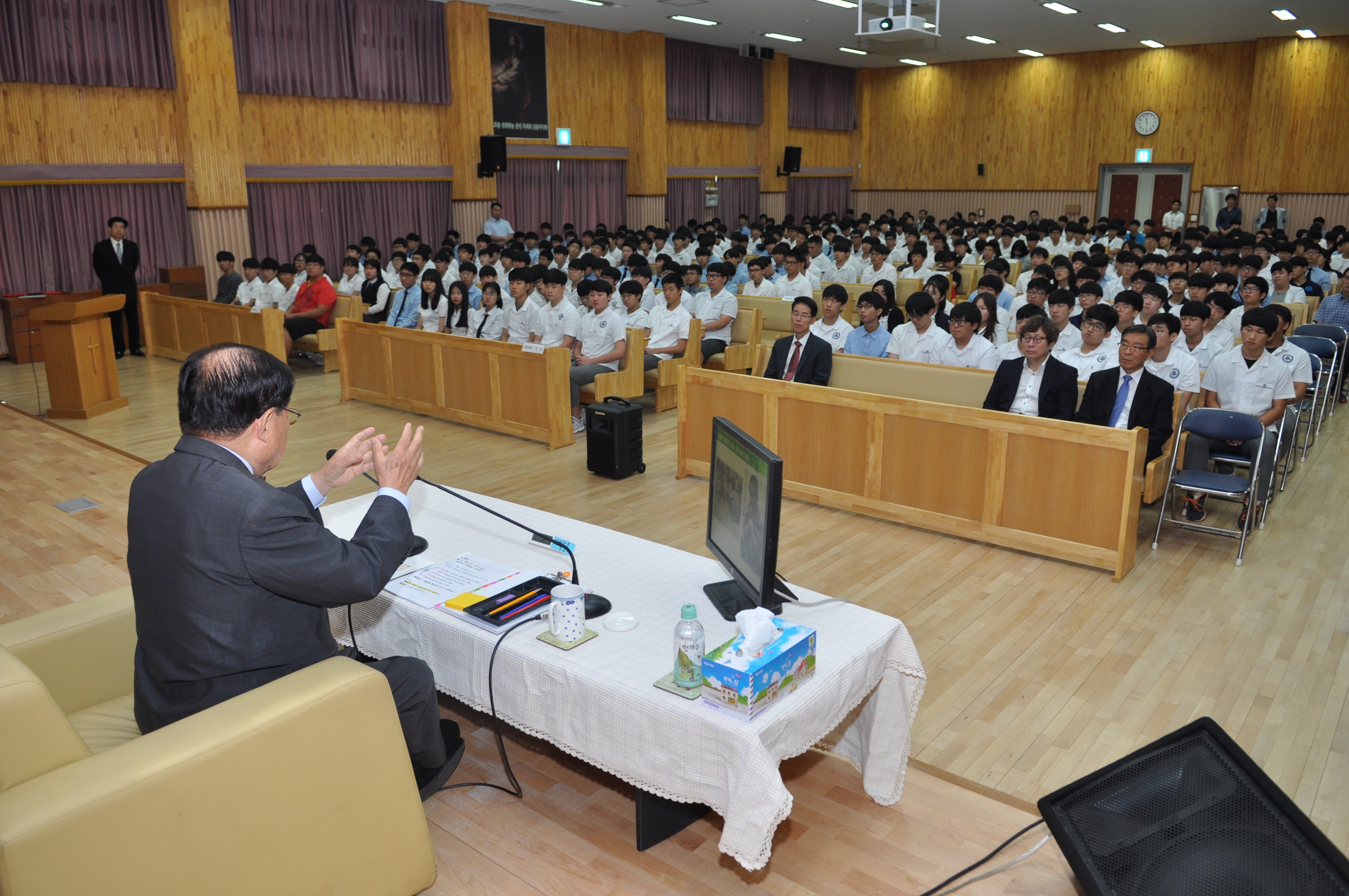 김희수 건양대 총장 공주 영명고 방문 특강